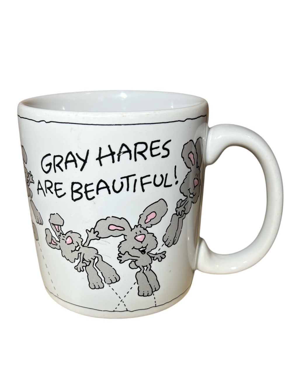 American Greetings White and Gray 'Gray Hares Are Beautiful' Ceramic Mug